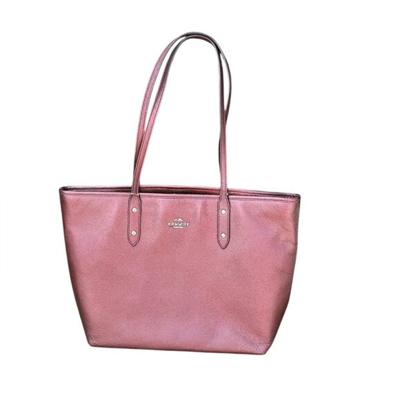 Coach Handbags - Coach Metallic Burgundy City Tote Women's Bag